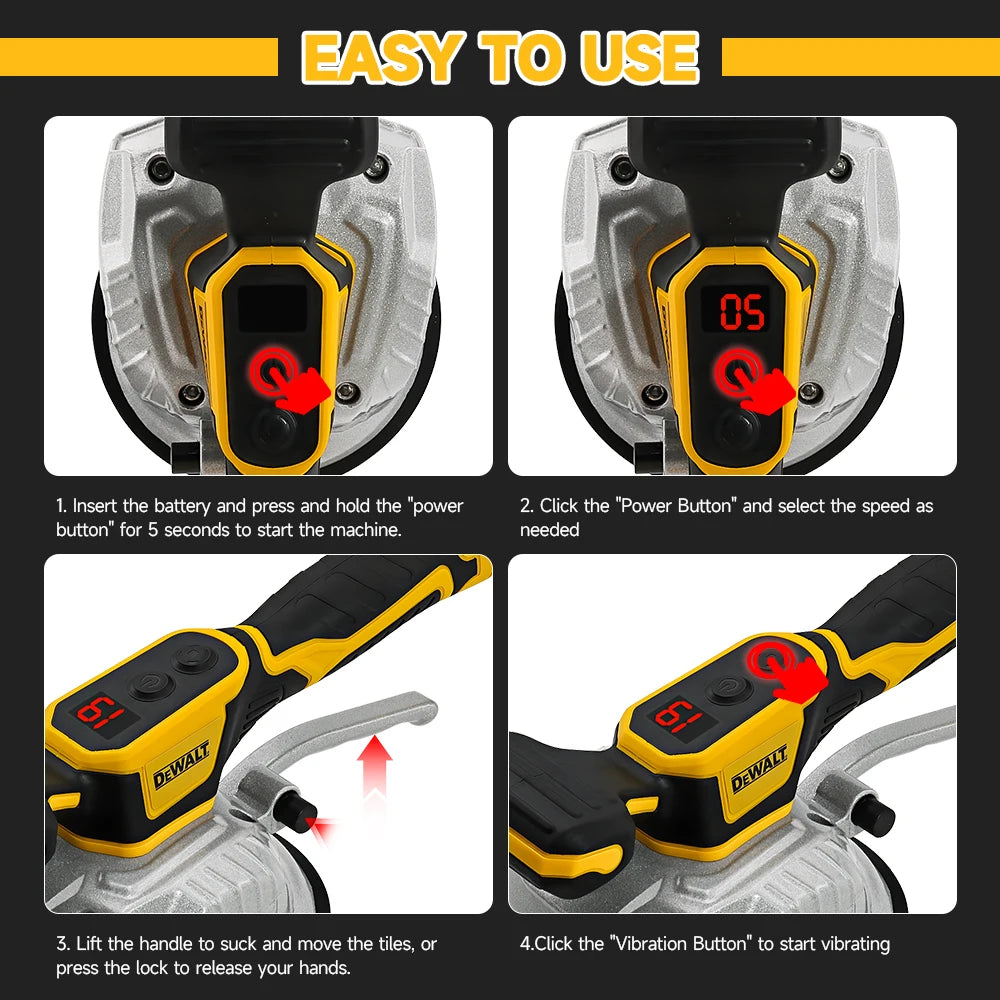 Dewalt 20V Tile Vibrating Tool High Loading Capacity Wall Floor Tile Laying Vibrating Tool 8 Adjustable Slip-proof Tools