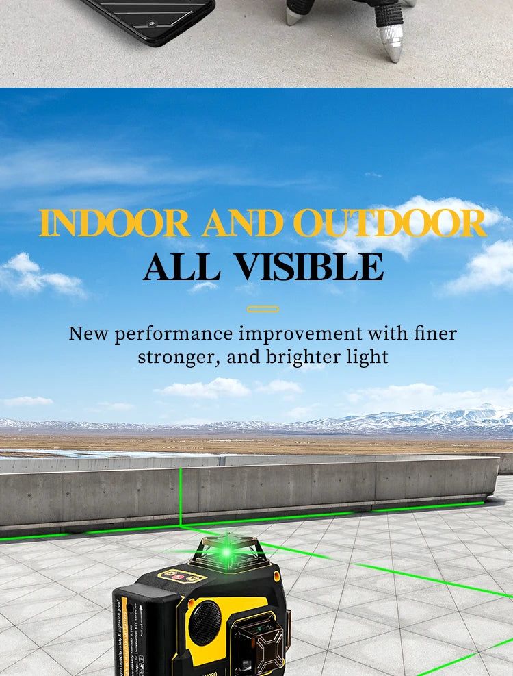 Dewalt 4D 16 Lines Laser Level Horizontal And Vertical With Remote Control And Bluetooth Speaker 360°Self-leveling Laser Levels