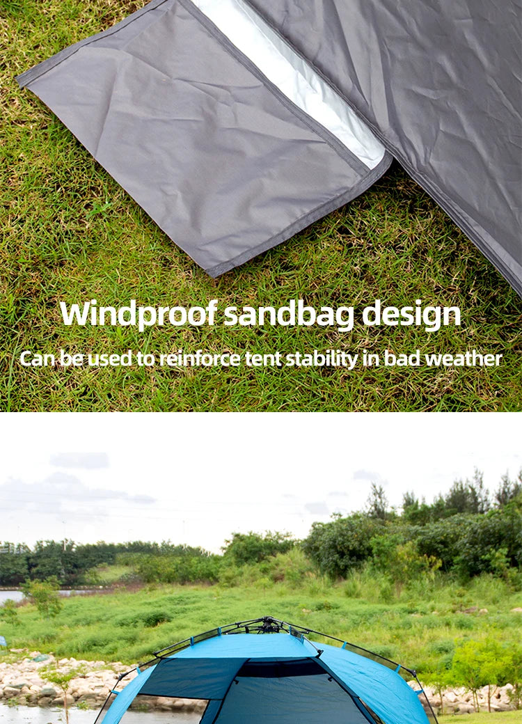 Outdoor 3-4P One-Touch Camping Tent Quick Automatic Opening Beach Fishing Tent Family Travel Picnic Park Anti-UV Shade