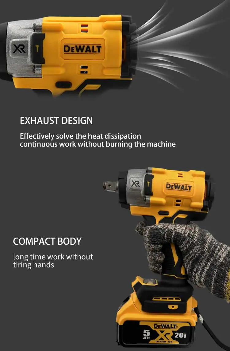 Dewalt 20V Battery 3000RPM Brushless Electric Impact Wrench  Car Truck Repair Impact Dril Screwdriver Cordless Wrench Power Tool